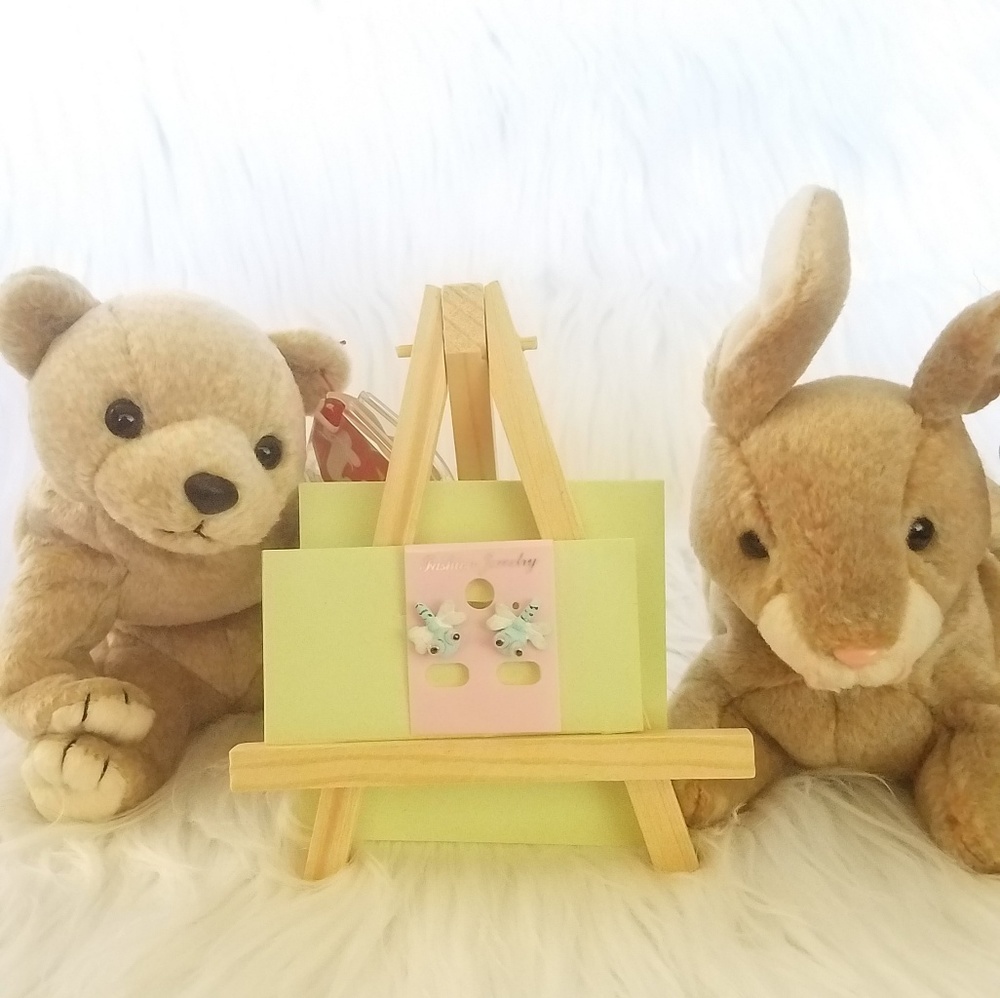 Childrens handmade and painted firefly earrings